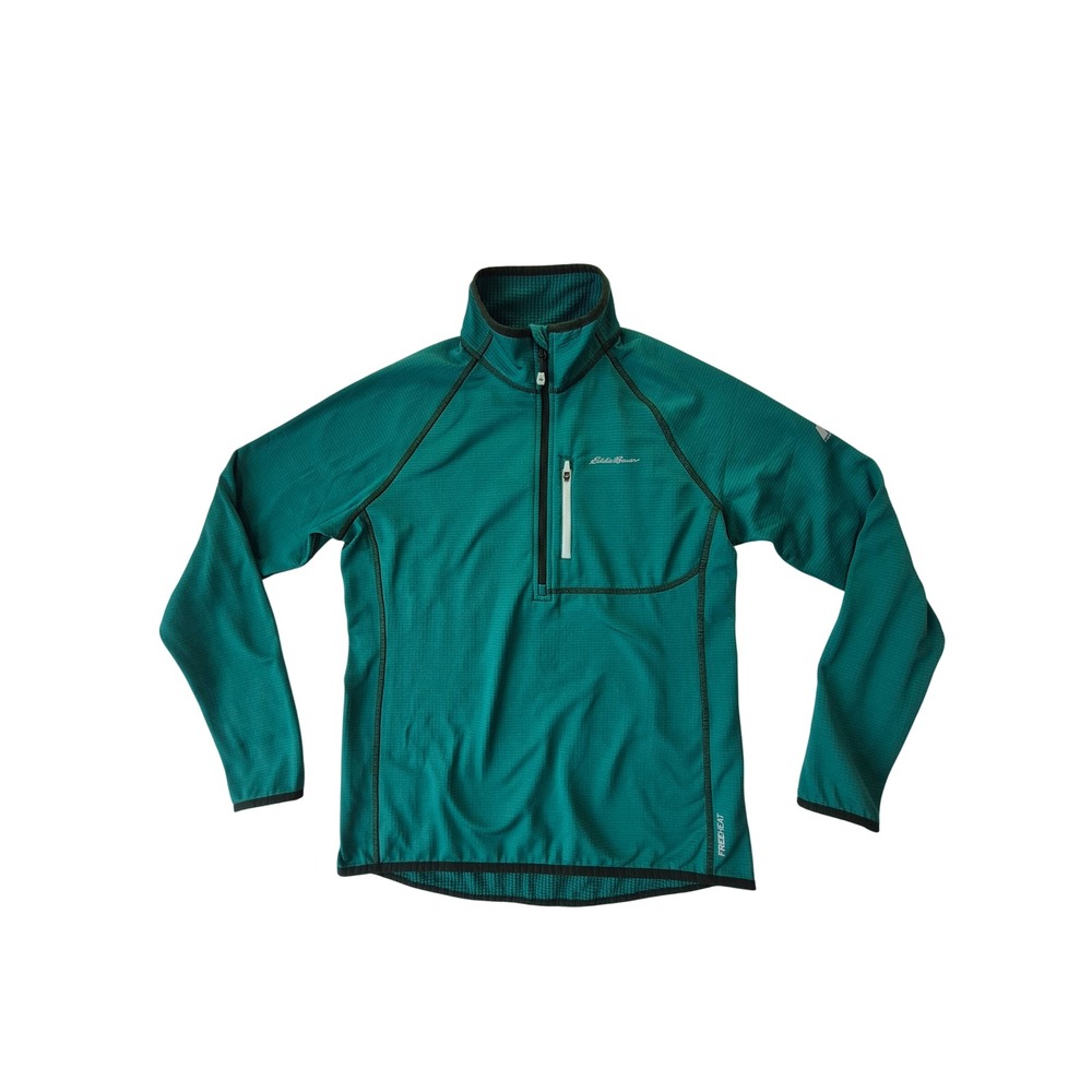 Eddie Bauer Women M FreeHeat Grid Fleece 1/4 Zip Pullover Teal Green 23350013